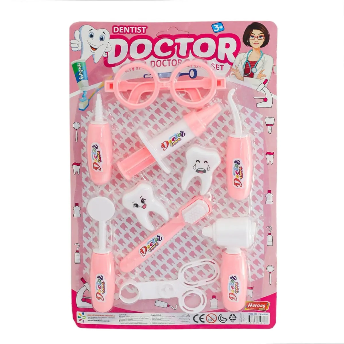 ERN-896 Heroes Toys Kartelalı Kız Dişçi Seti