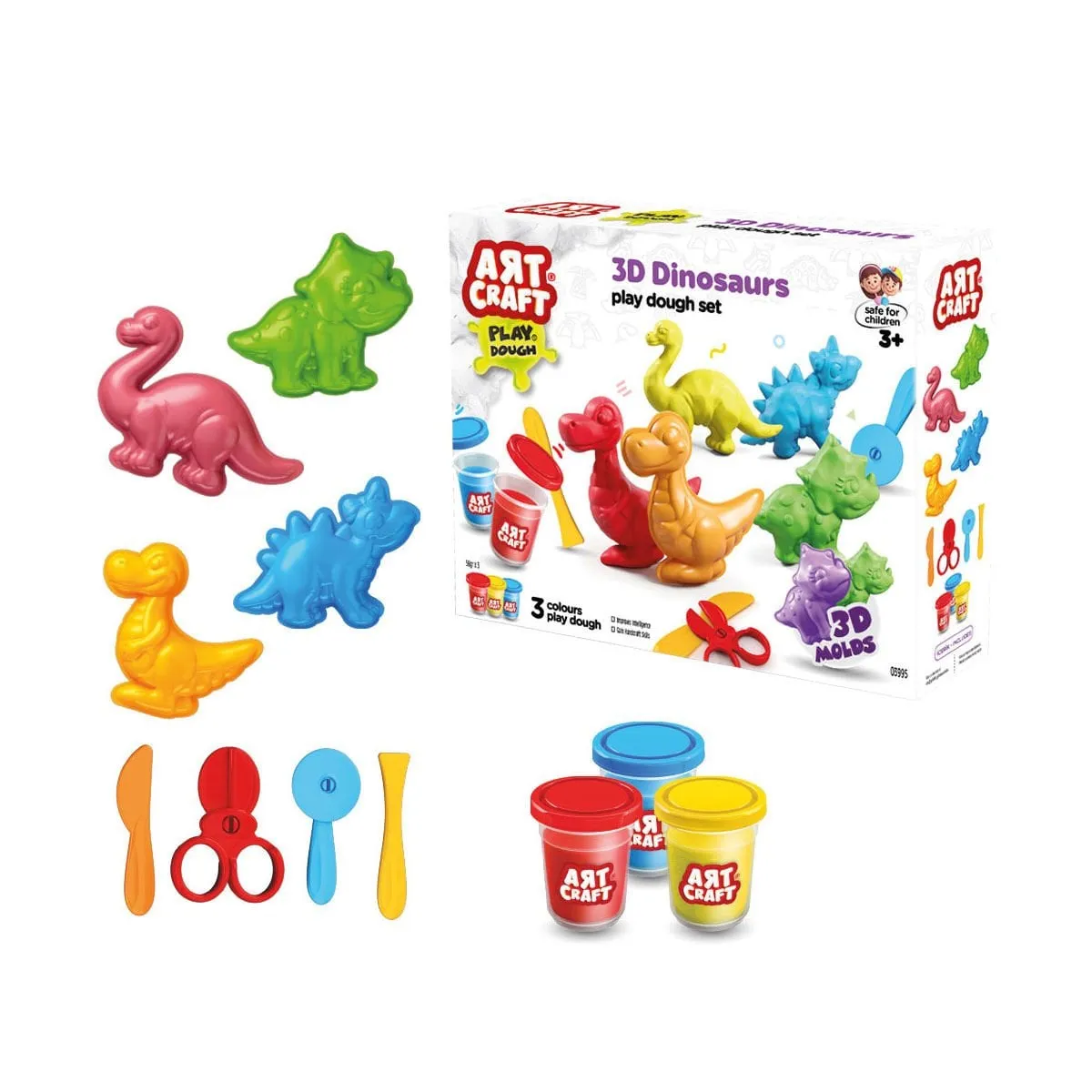 Art Craft 3D Dinozorlar Hamur Set 168 Gr -Fentoys
