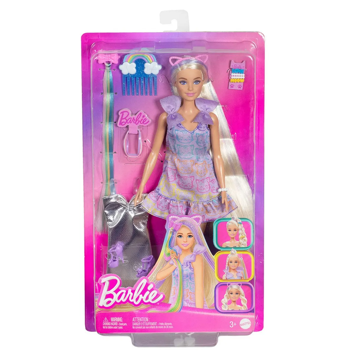 Barbie Upuzun Muhteşem Saçlı Bebek - Saç Tasarım Oyun Seti