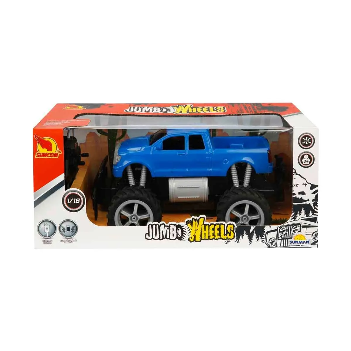 1:18 Uzaktan Kumandalı Jumbo Wheels Usb Şarjlı Araba — görsel 4
