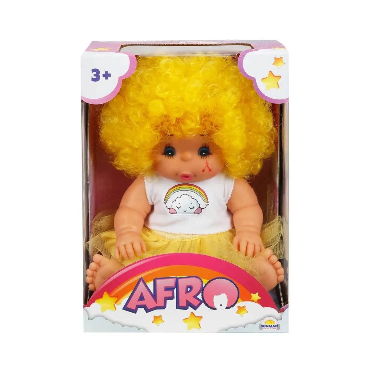 Afro Kıvırcık Saçlı Bebek 23 cm -Sunman