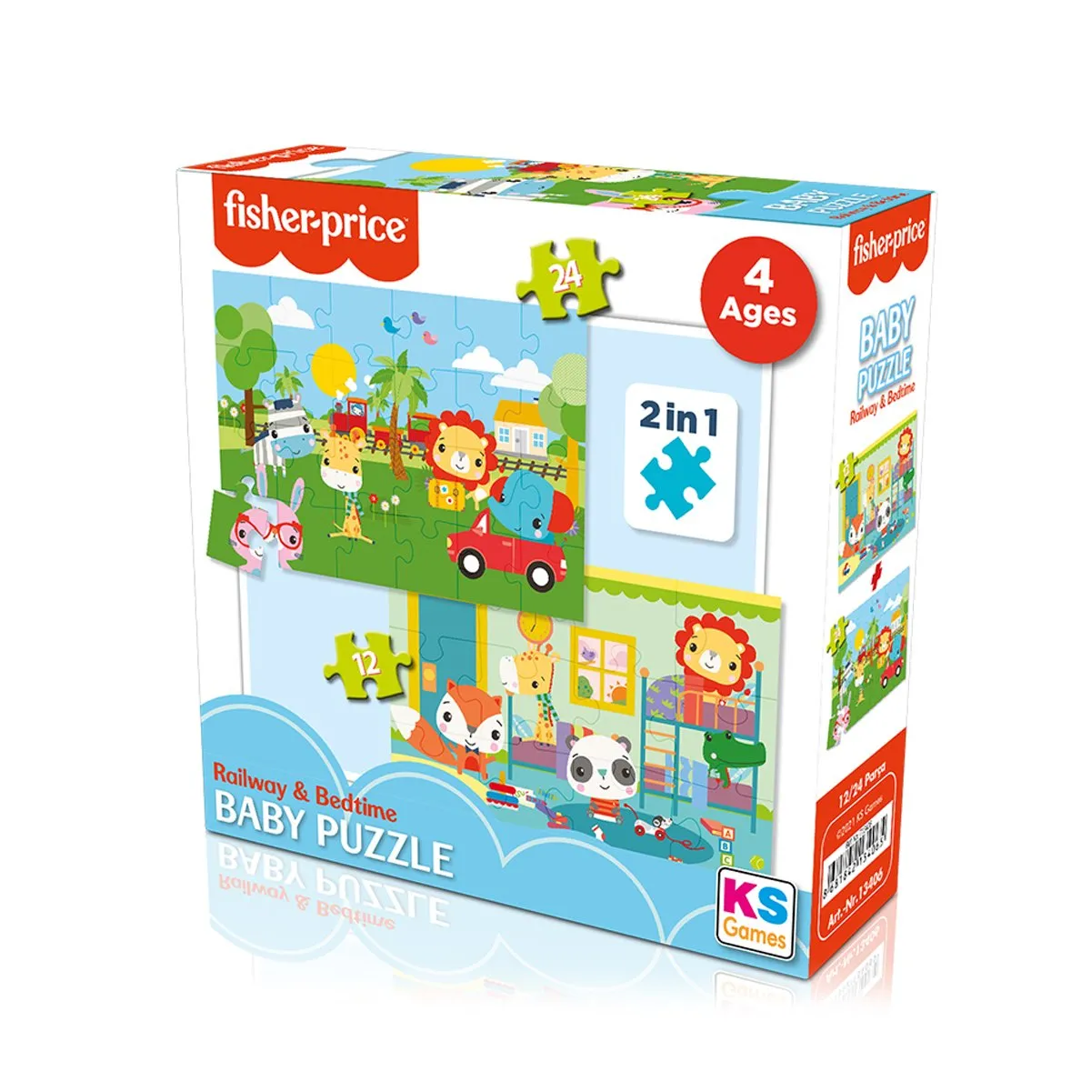 Fisher-Price Baby Puzzle - Railway & Bedtime / 12+24 Parça Puzzle / +4 yaş