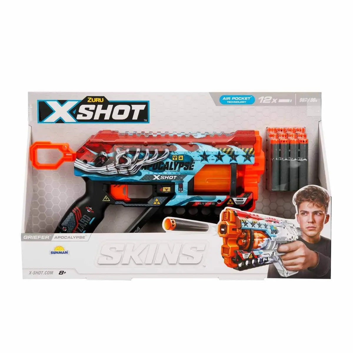 X-Shot Skins Griefer 12 Mermili Sünger Dart Atan Silah 32 cm — görsel 2