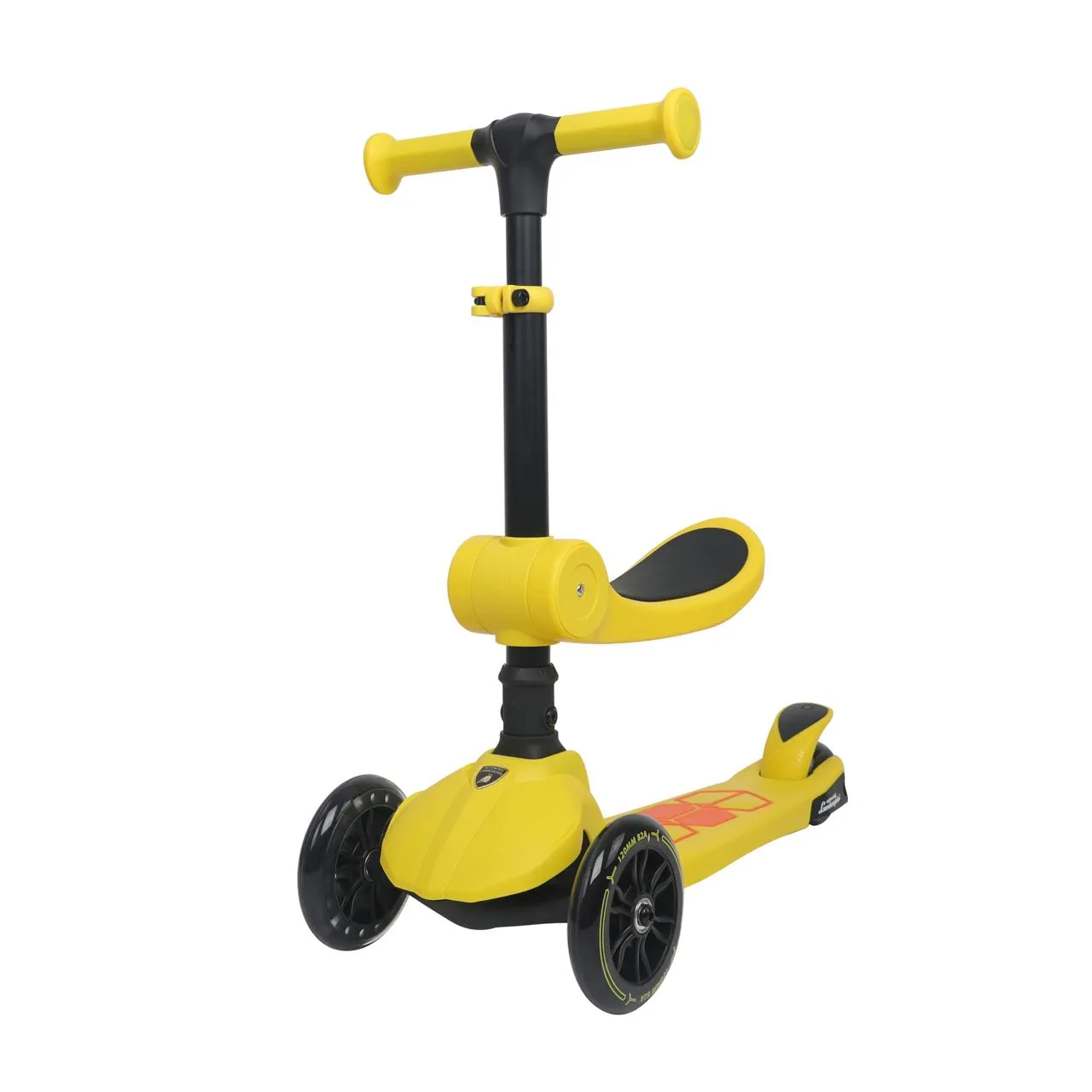 Lamborghini Lisanslı Katlanır Oturaklı Işıklı Scooter Sarı