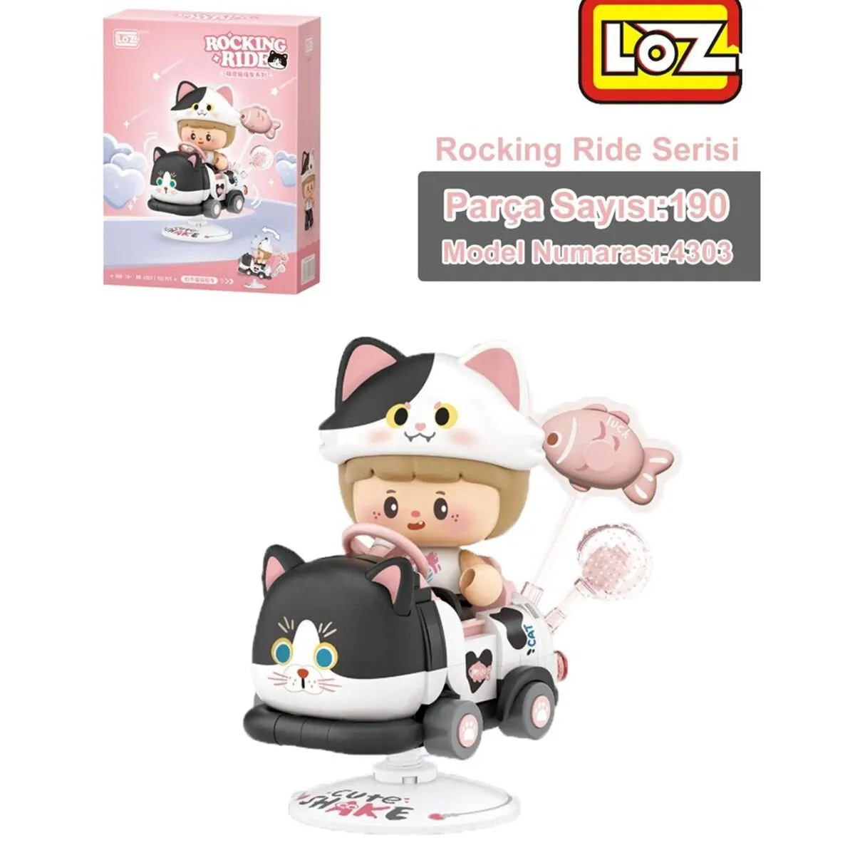 LZ-4303 Loz Holstein Cat Sallanma Sürüşü 190 Parça Block Oyuncak