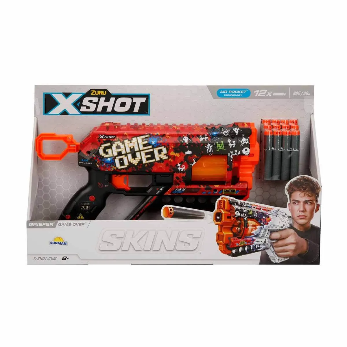 X-Shot Skins Griefer 12 Mermili Sünger Dart Atan Silah 32 cm — görsel 6