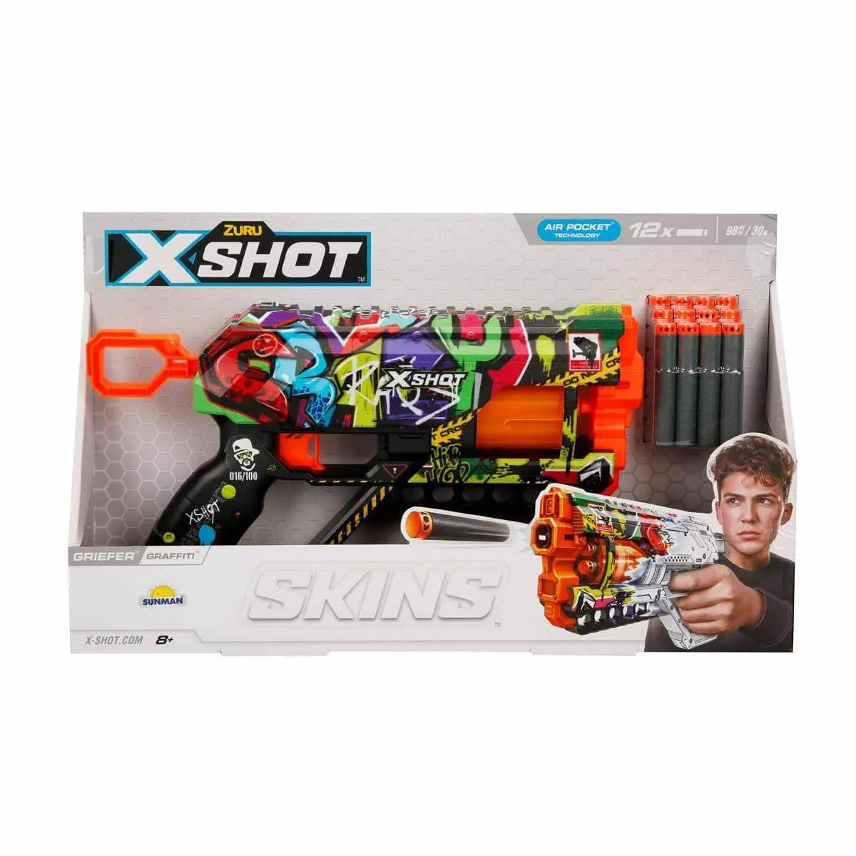 X-Shot Skins Griefer 12 Mermili Sünger Dart Atan Silah 32 cm — görsel 3