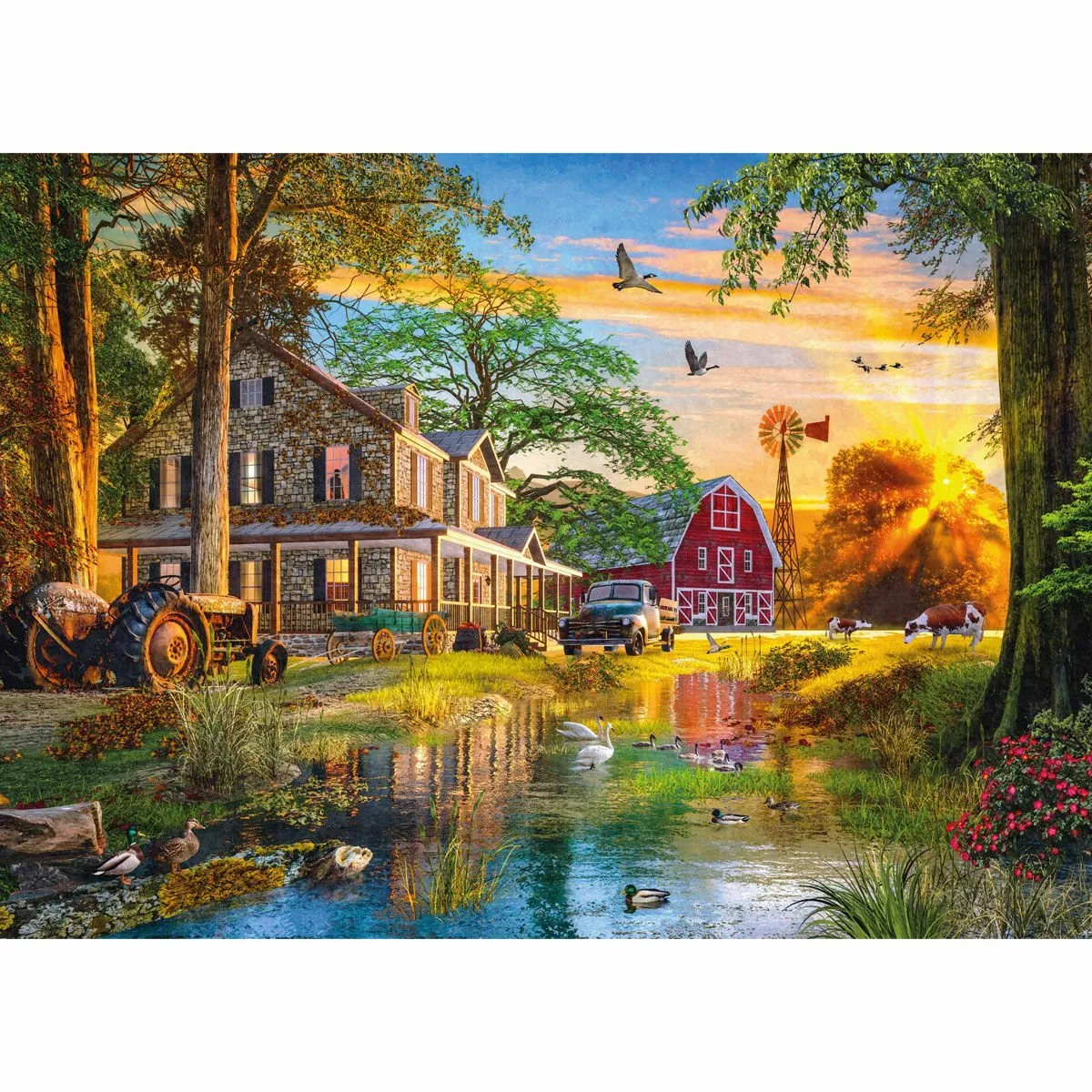 Sunset At The Farm House 4000 Parça Puzzle — görsel 2