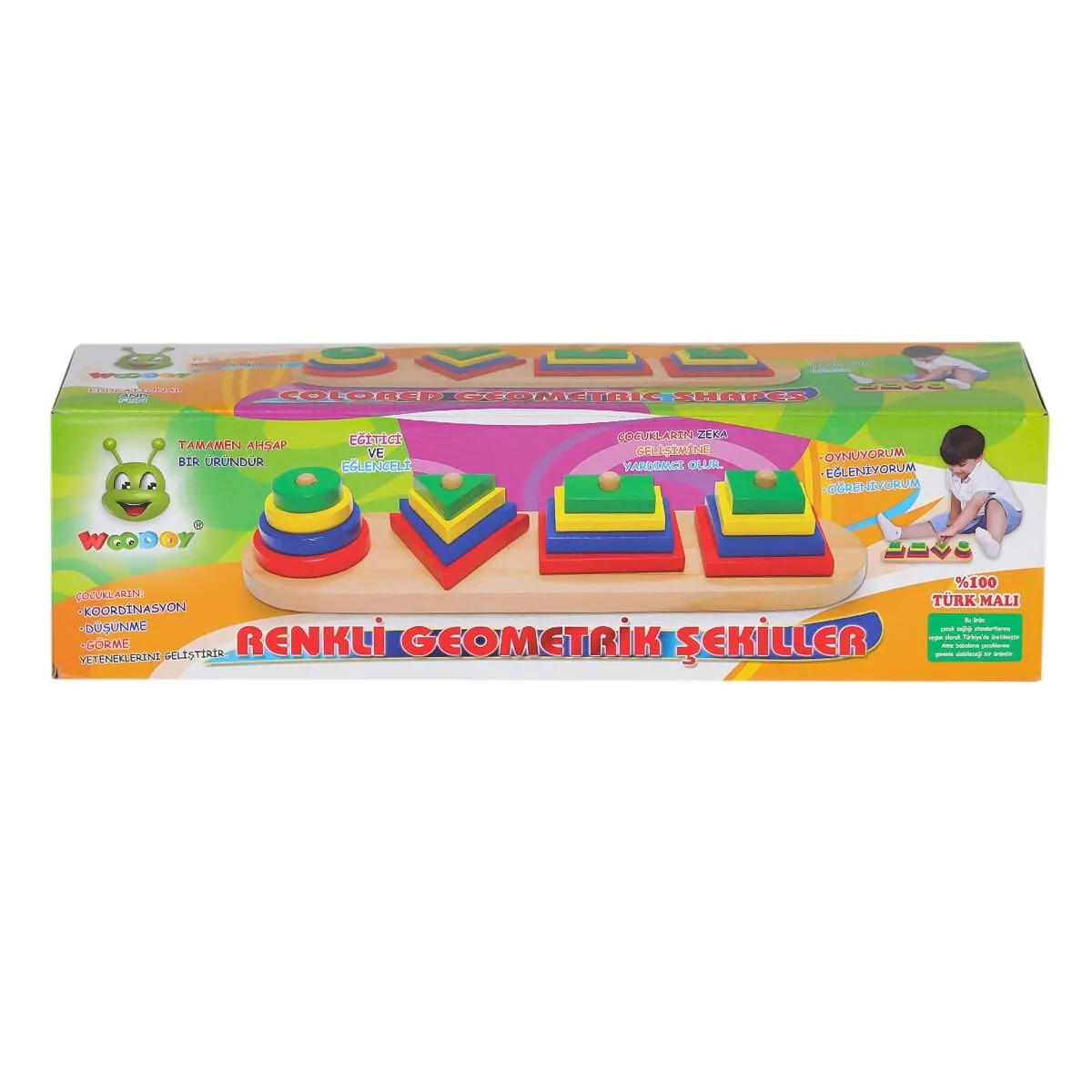 Woodoy Renkli Geometrik Şekiller -Karsan Oyuncak