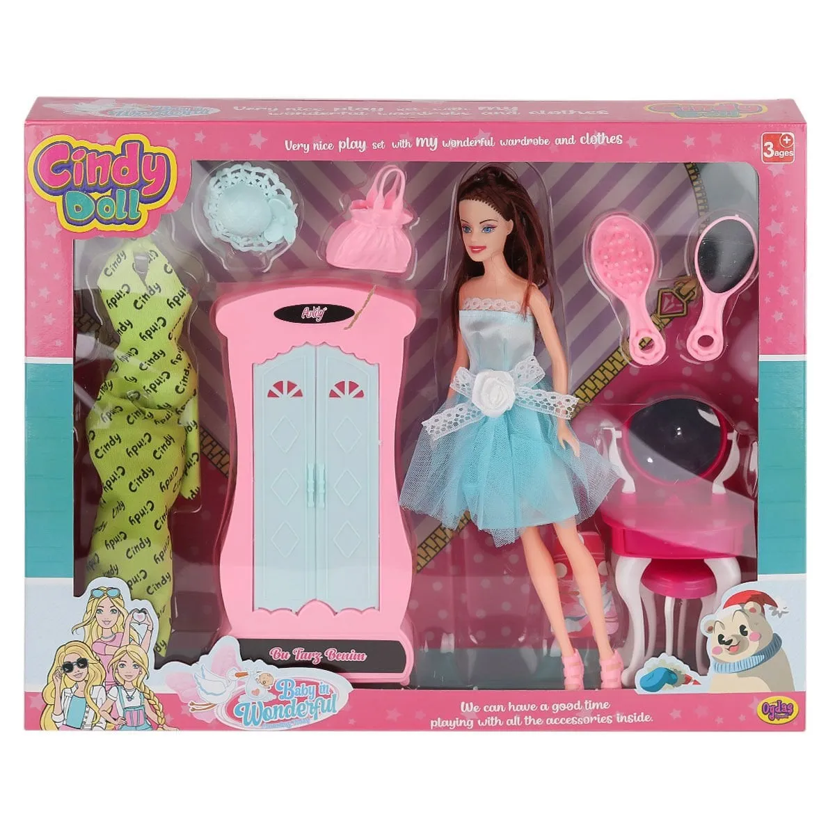 Cindy Doll Dolaplı Makyaj Masalı Bebek -Oydaş Oyuncak