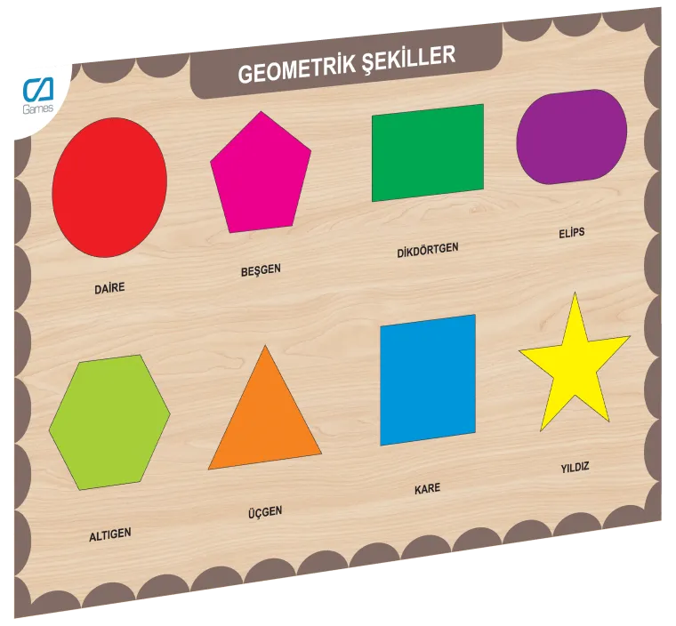 Ca Games Ahşap Geometrik Şekiller Bul-Tak
