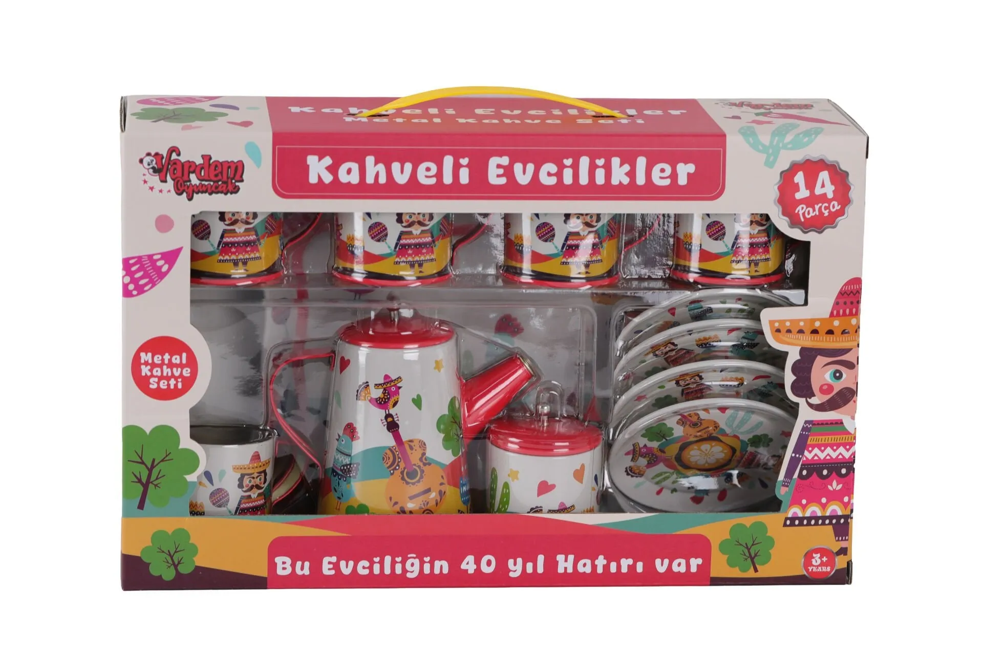 ATF-996-7A-10A 14 Parça Desenli Metal Çay Set