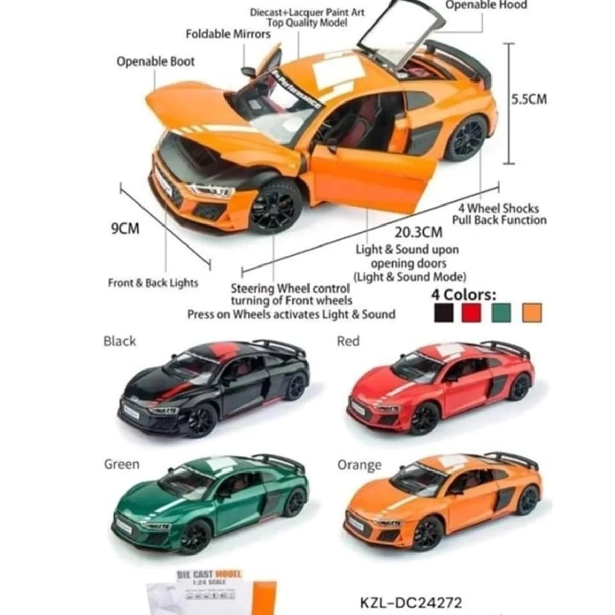 Audi R8 1:24 Işıklı Sesli Model Araç — görsel 6
