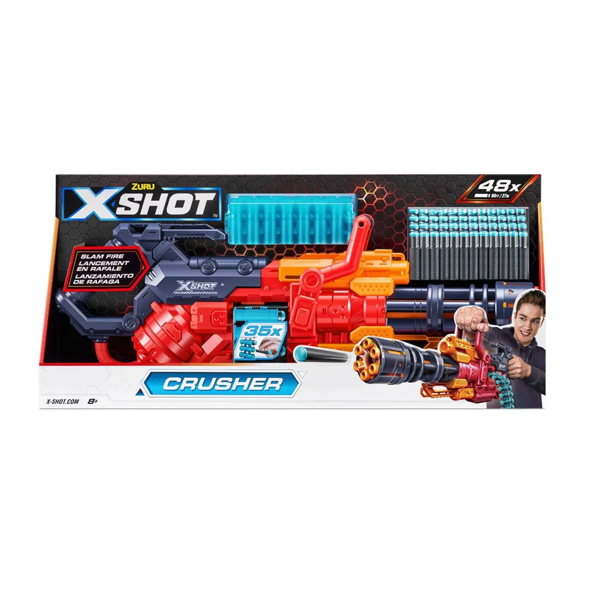 Zuru X-Shot Silah Sünger Atan Excel-Crusher 48 Mermi -Sunman