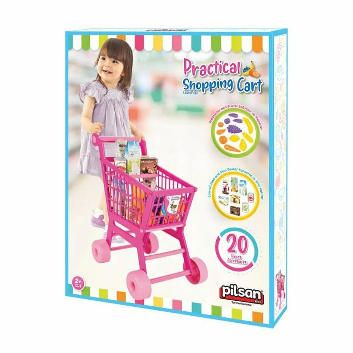 608 Pilsan Pratik Pembe Market Arabası (meyve ve sebze)