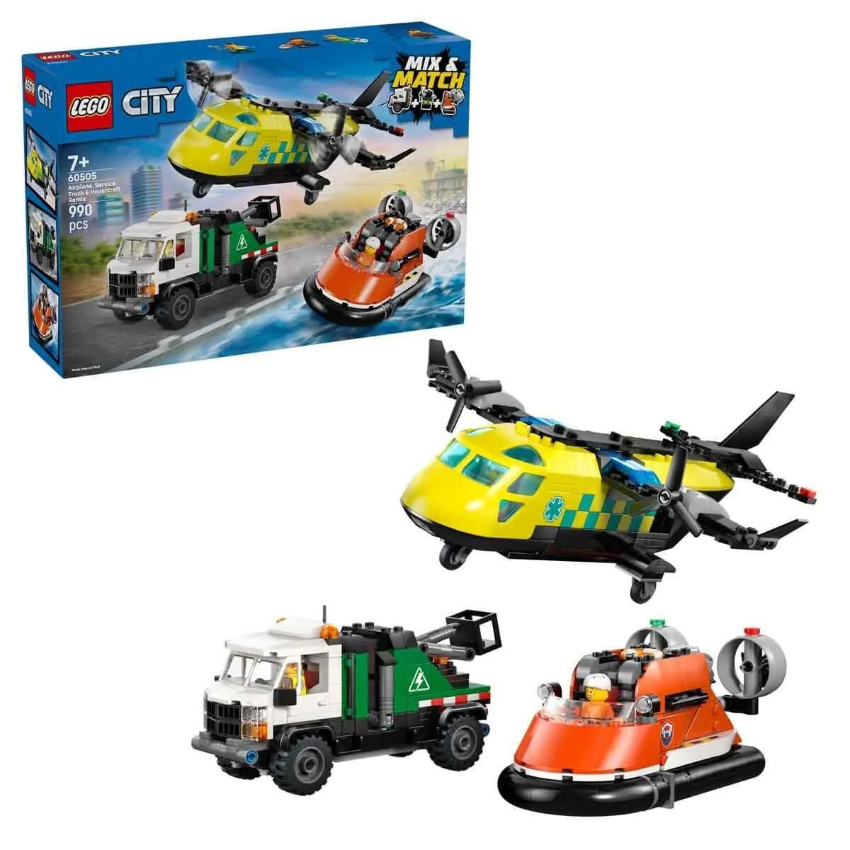 Lego City Uçak, Servis Kamyonu ve Hoverkraft 990 parça +7 yaş
