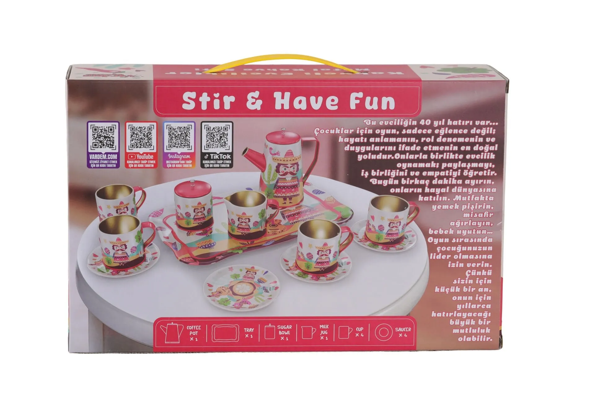 14 Parça Desenli Metal Çay Set — görsel 3